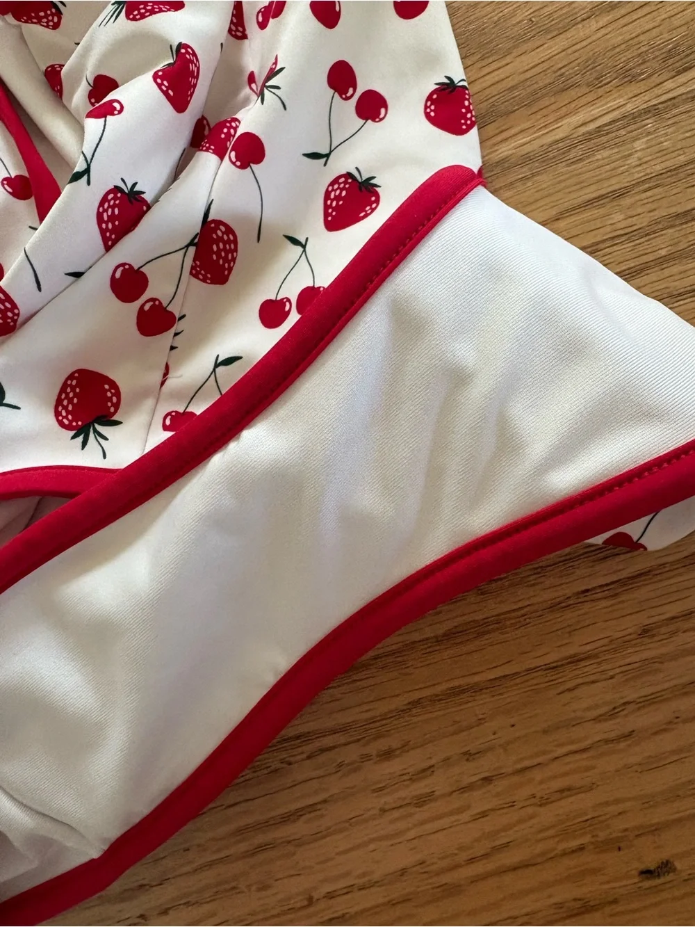 Frankie's Bikinis White One-Piece with Red Strawberry Print